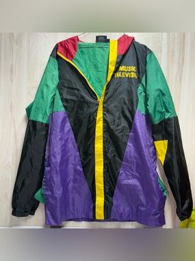 MTV Colorblock Windbreaker Jacket in Black, Purple, Green, Yellow, Red